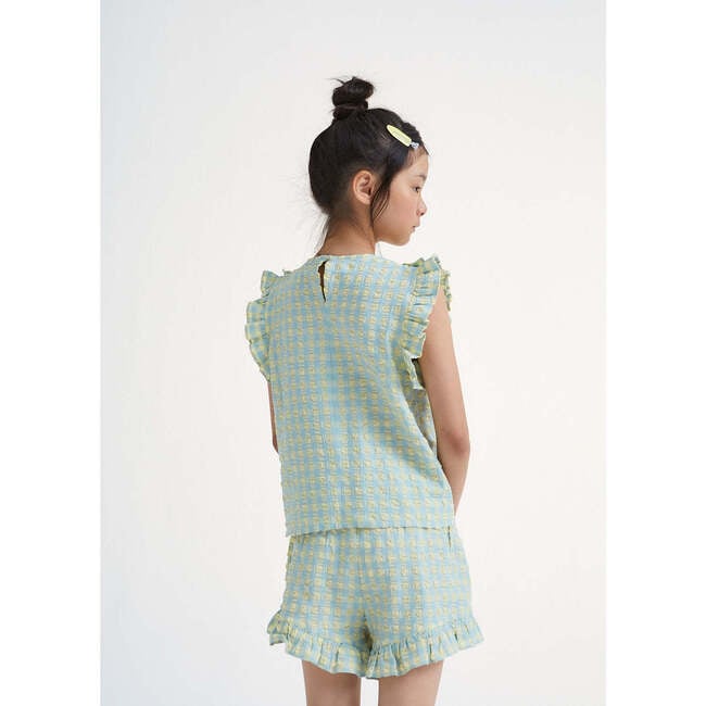 Canyon Seersucker Gingham Blouse, Yellow & Green - Blouses - 4