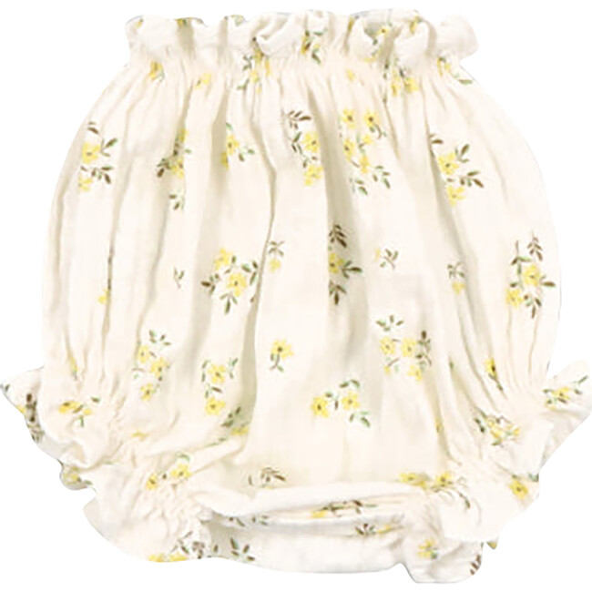 Baby Valley Floral Print Bloomer, White & Yellow