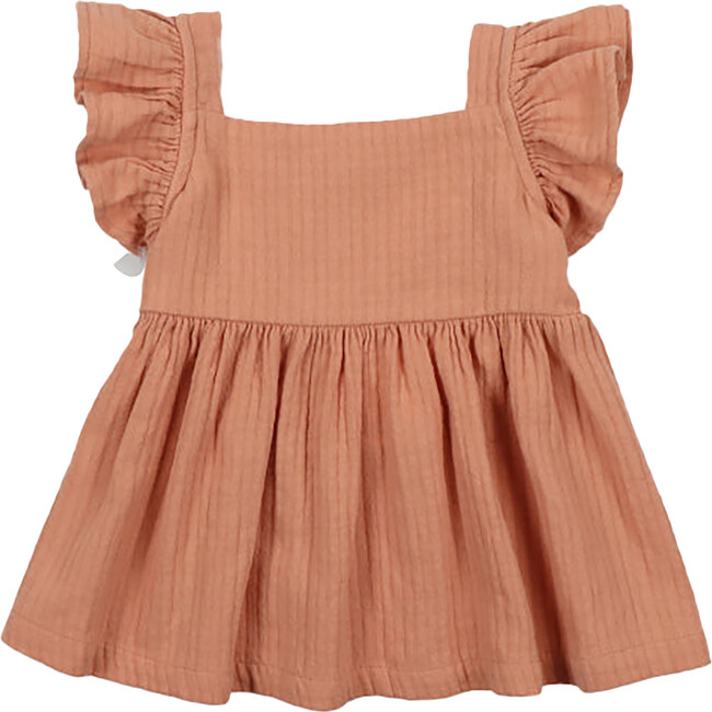 Baby Valley Square Neck Ruffle Sleeve Dress, Canyon Clay
