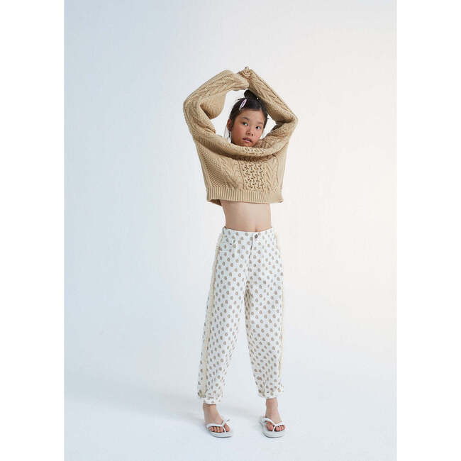 Russel Cable Knit Oversized Jumper, Beige - Sweaters - 3