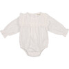 Baby Pinecrest Embroidered Ruffle Round Neck Romper, White - Rompers - 1 - thumbnail