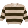 Myra Knit Stripes Oversized Jumper, Natural & Yosemite - Sweaters - 1 - thumbnail