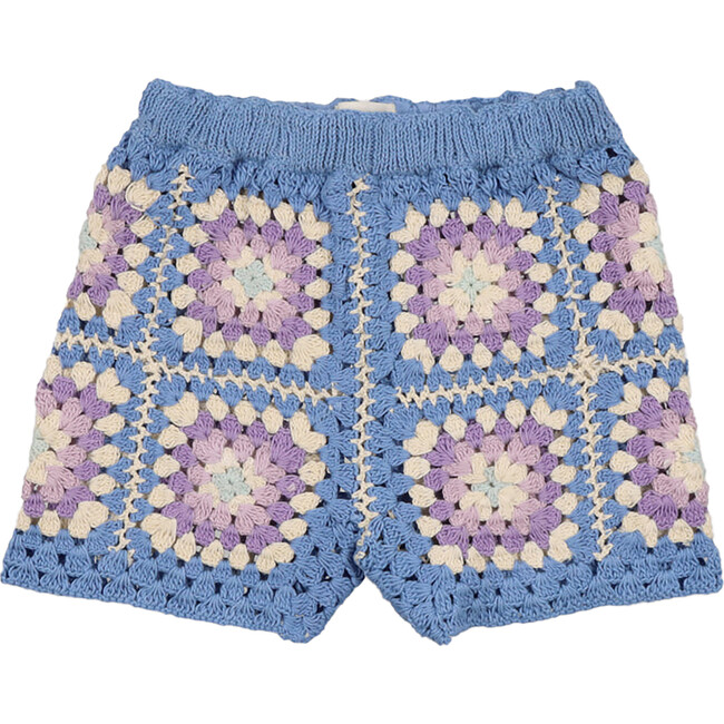 Mohawk Crochet Squares Short, Blue & Pink