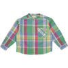 Malibu Checked Mao Collar Long Sleeve Shirt, Green - Shirts - 1 - thumbnail