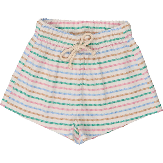 Girls Figueroa Seersucker Striped Drawstring Short, Multicolors