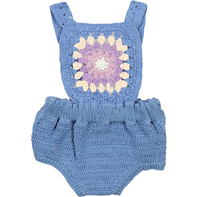 Baby Mohawk Crochet Squares Romper, Blue & Pink