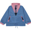 Oaks Retro Colors High Collar Zipped Windbreaker, Blue & Pink - Jackets - 1 - thumbnail