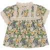 Baby Beverly Floral Print Lace Trim Blouse, Multicolors - Blouses - 1 - thumbnail