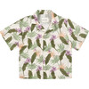 Hills Print Short Sleeve Shirt, Cream & Green - Shirts - 1 - thumbnail