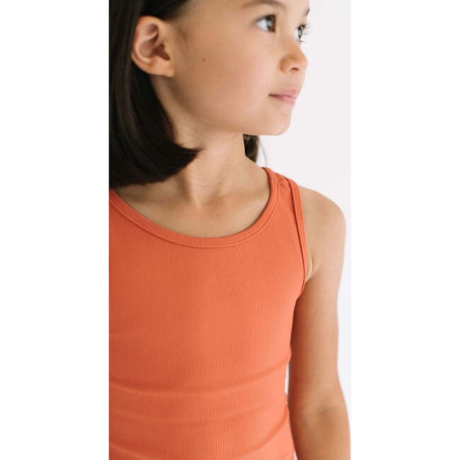 Ribbed Longline Crop, Persimmon - Shirts - 3