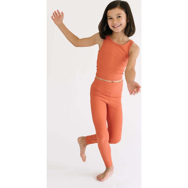 Sporty Ribbed Leggings, Persimmon - Leggings - 4