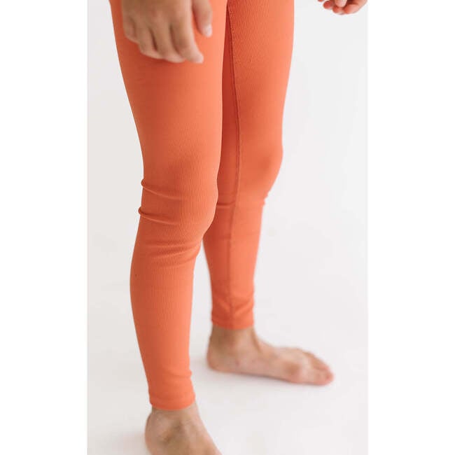 Sporty Ribbed Leggings, Persimmon - Leggings - 5