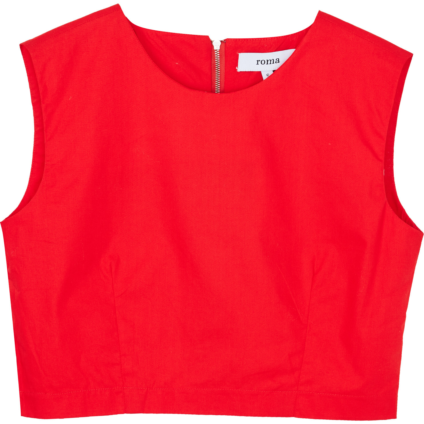 Women's Diaz Poplin Zipper Crop Top, Solid Red - Blouses - 1