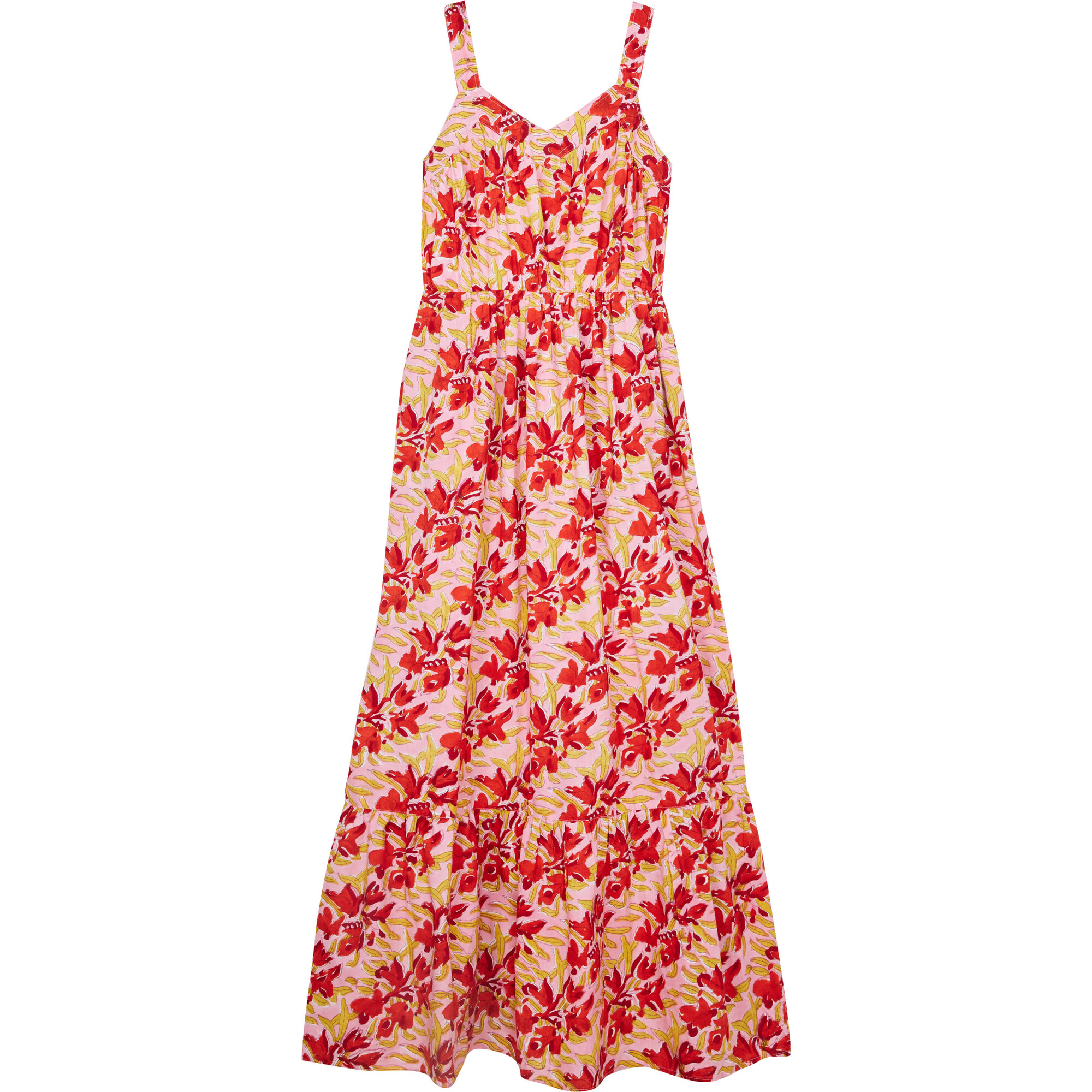 Women's Portobello Vintage Block Print Dress, Red & Pink - Dresses - 1