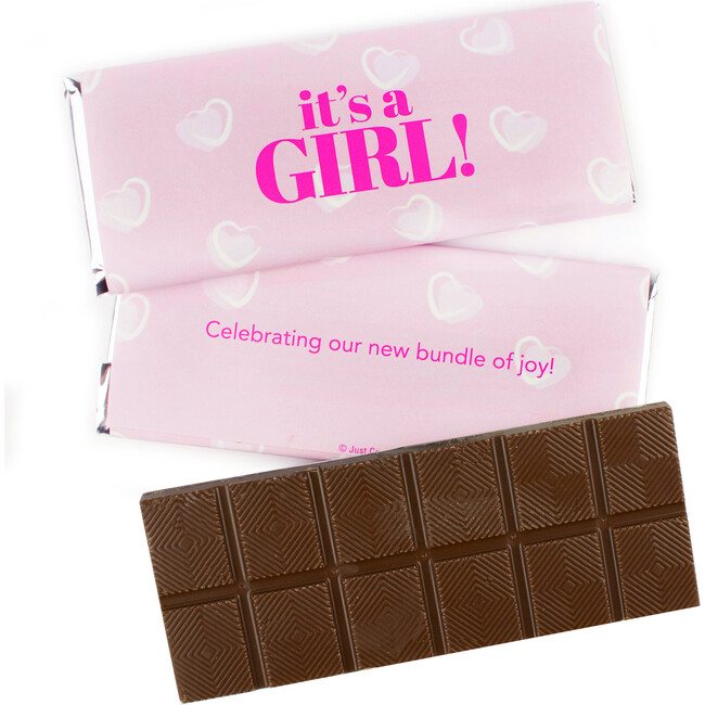 It's a Girl Wrapped Belgian Milk Chocolate Candy Bar, Set of 18