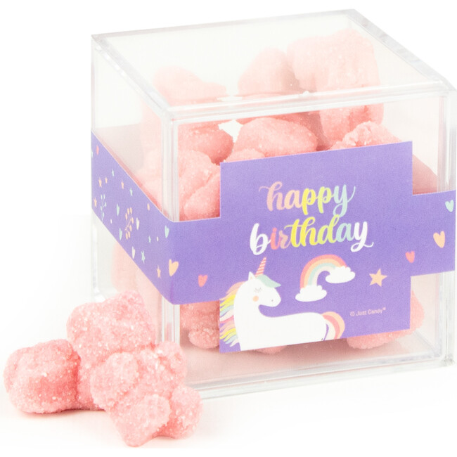 Happy Birthday Unicorn JUST CANDY® Favor Cube with Gummy Bears, Set of 12