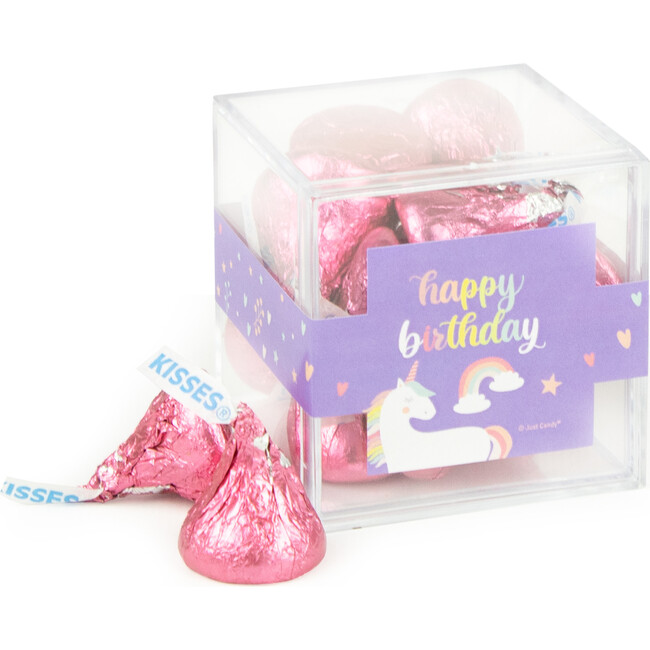 Happy Birthday Unicorn JUST CANDY® Favor Cube with Hershey's Kisses, Set of 12
