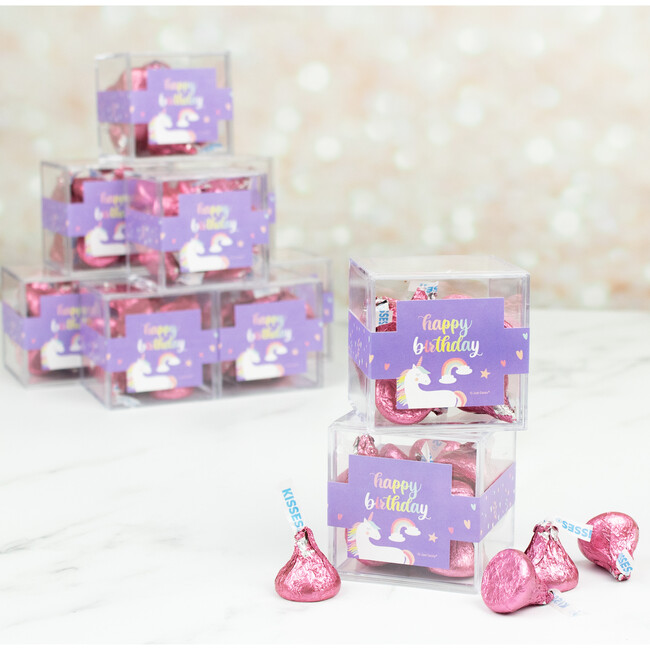 Happy Birthday Unicorn JUST CANDY® Favor Cube with Hershey's Kisses, Set of 12 - Favors - 2