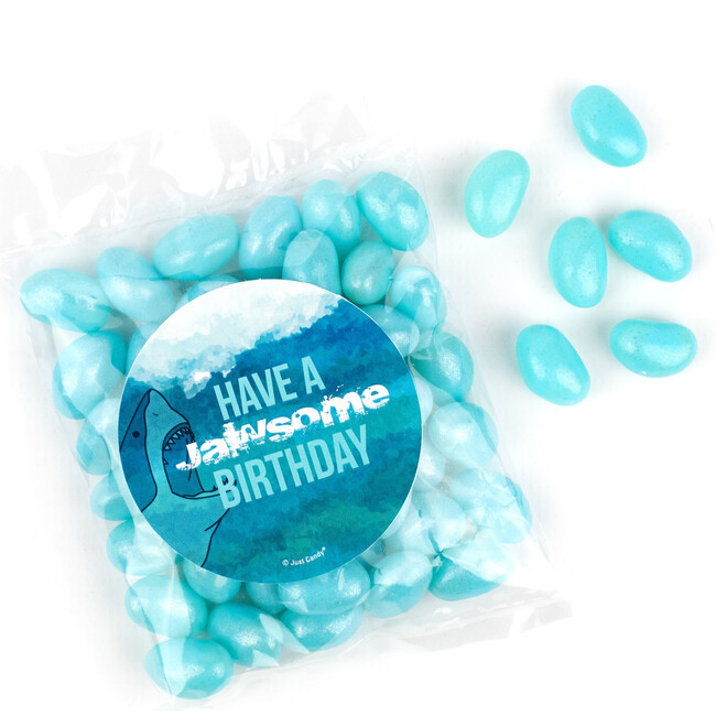 Happy Birthday Shark Party Favor Bag with Jelly Beans, Set of 12