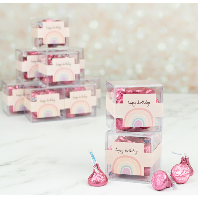 Happy Birthday Rainbow JUST CANDY® Favor Cube with Hershey's Kisses, Set of 12 - Favors - 2