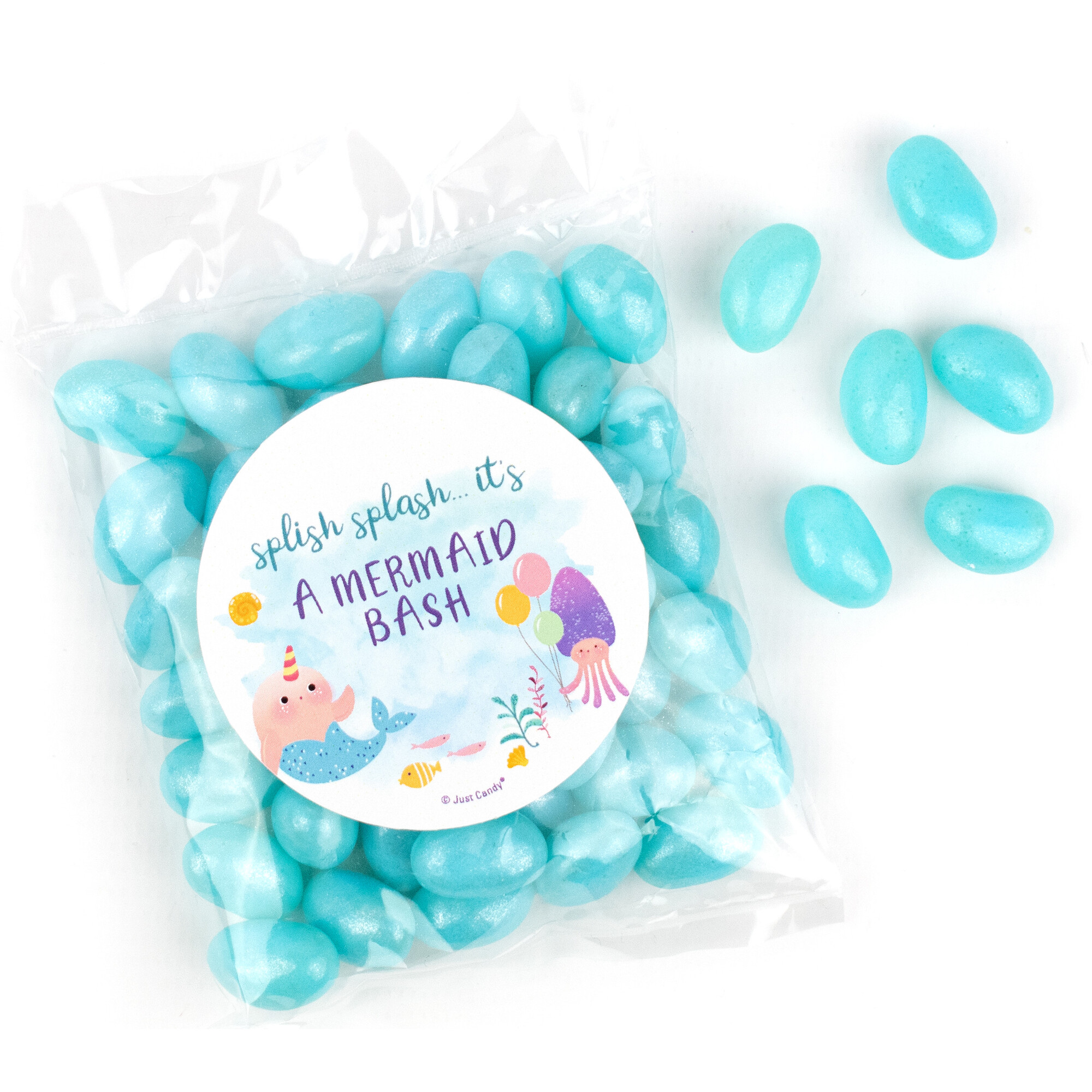 Happy Birthday Mermaid Party Favor Bag with Jelly Beans, Set of 12 - Other Accessories - 1