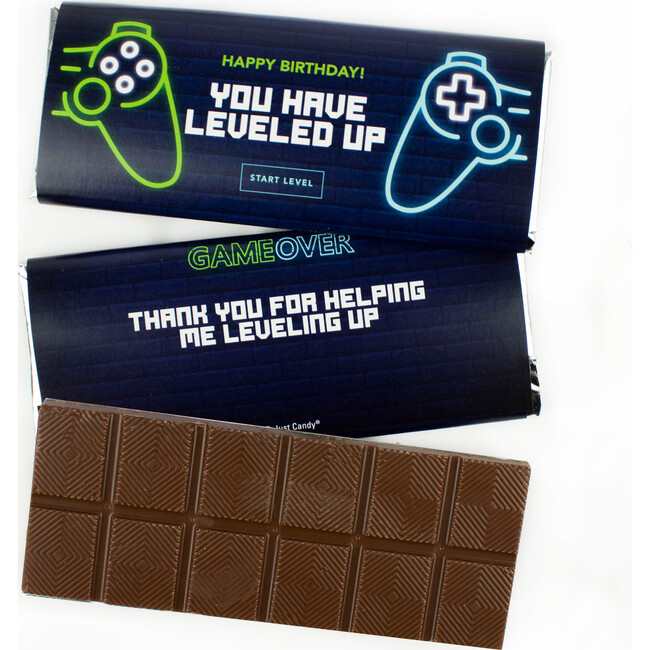 Happy Birthday Level Up Wrapped Belgian Milk Chocolate Candy Bar, Set of 18