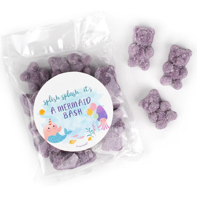 Happy Birthday Mermaid Party Favor Bag with Gummy Bears, Set of 12