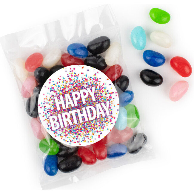 Happy Birthday Confetti Party Favor Bag with Jelly Beans, Set of 12