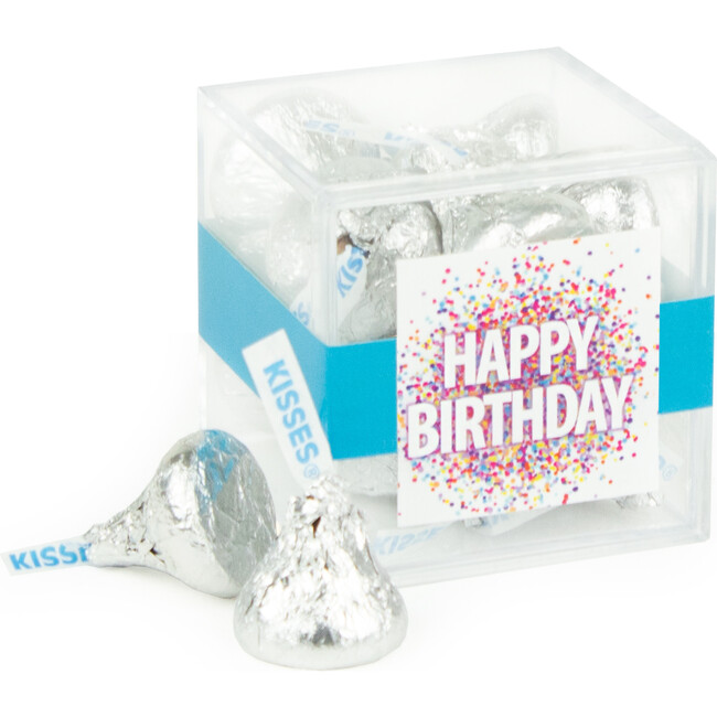 Happy Birthday Confetti JUST CANDY® Favor Cube with Hershey's Kisses, Set of 12