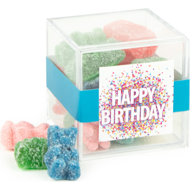 Happy Birthday Confetti JUST CANDY® Favor Cube with Gummy Bears, Set of 12
