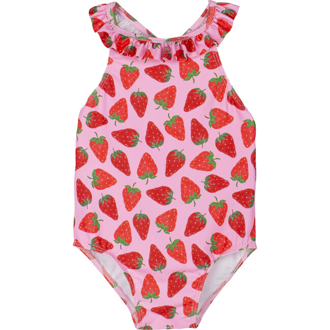 Little Strawberry Frill Swimsuit, Pink