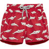 Little Shark Swimshort, Red - Swim Trunks - 1 - thumbnail