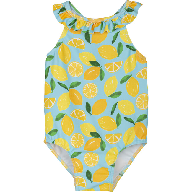 Little Lemon Frill Swimsuit, Aqua