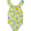 Lemon Frill Swimsuit, Aqua - One Pieces - 1 - thumbnail