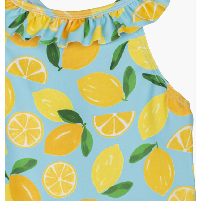 Lemon Frill Swimsuit, Aqua - One Pieces - 3