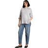 Women's The Everyday Striped Oversized Cuff Shirt, Blue & White - Button Downs - 1 - thumbnail