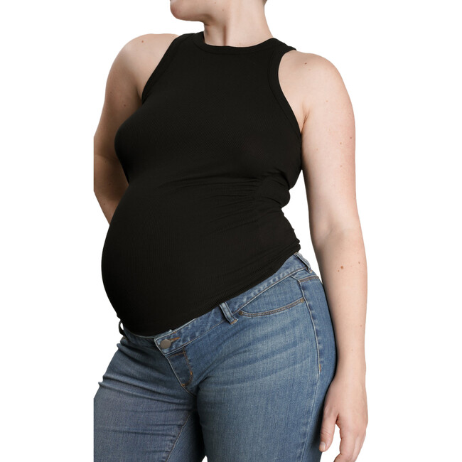 Women's The Ribbed Ruched Maternity Tank, Black