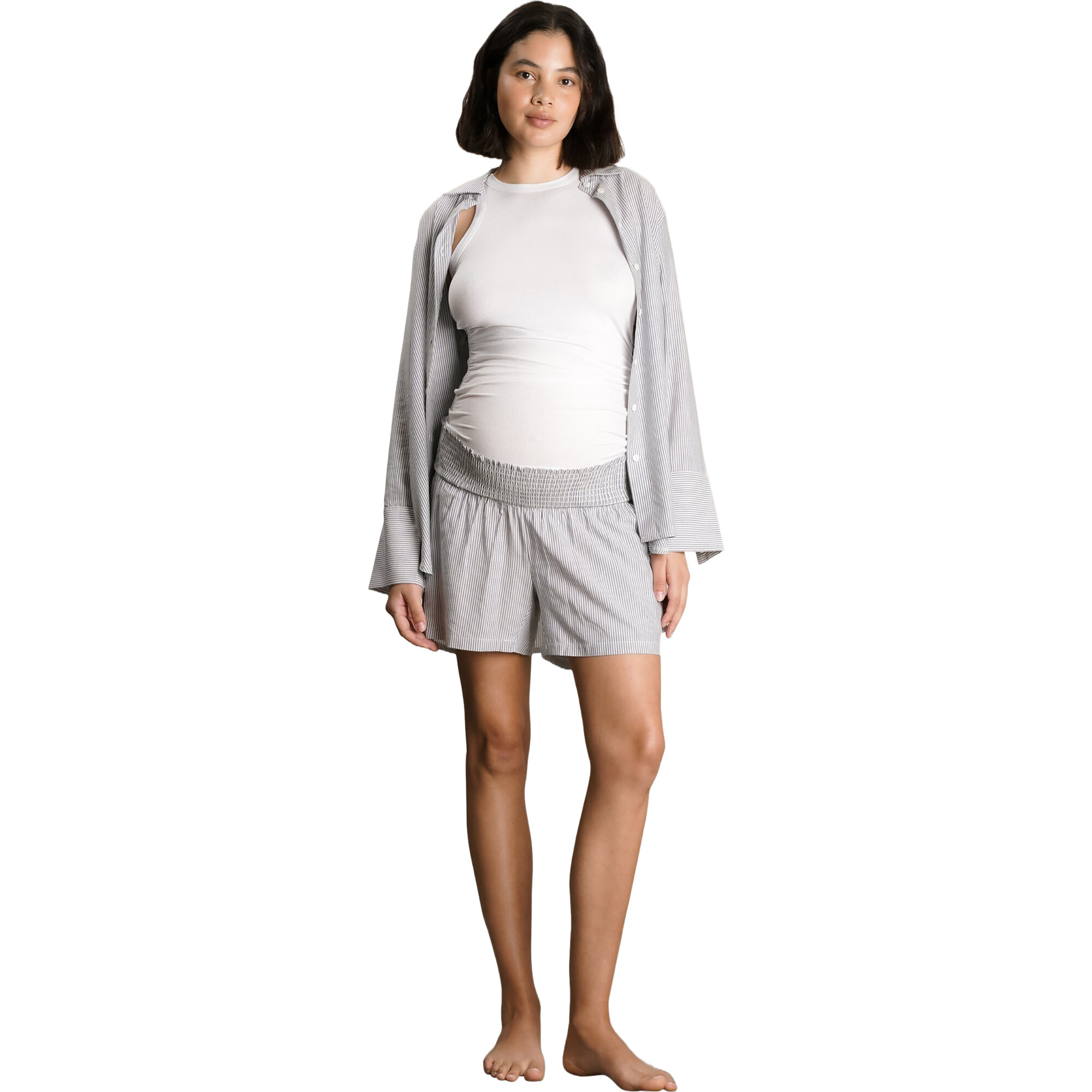 Women's The Ribbed Ruched Maternity Tank, White - Tank Tops - 1