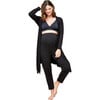 Women's Second Skin Maternity Robe, Black - Robes - 1 - thumbnail