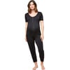 Women's Rhys Scoop Neck Snap Front PJ Tee, Black - Pajamas - 1 - thumbnail