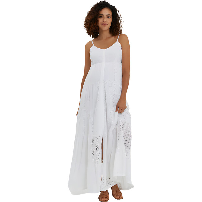Women's Lisboa Cotton Eyelet Flowy Maxi Dress, White