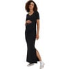 Women's Hugo Short Sleeve Side Slit Maxi Dress, Black - Dresses - 1 - thumbnail