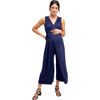 Women's Francesca Sleeveless Wrap-Tie Jumpsuit, Dark Navy - Jumpsuits - 1 - thumbnail