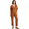 Women's Filipa V-Neck Short Sleeve Jumpsuit, Caramel - Jumpsuits - 1 - thumbnail