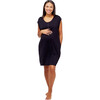 Women's Clementine Maternity & Nursing Nightie, Black - Nightgowns - 1 - thumbnail