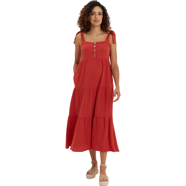 Women's Alise Maternity & Nursing Tiered Maxi Dress, Red