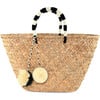 Women's St. Tropez Woven Seagrass Tote, Black & White - Bags - 1 - thumbnail