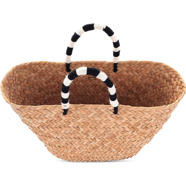 Women's St. Tropez Woven Seagrass Tote, Black & White - Bags - 2