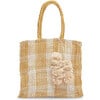 Women's Olive Woven Plaid Abaca Tote, Natural - Bags - 1 - thumbnail