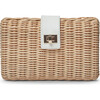 Women's Lou Woven Wicker Clutch, Natural & White - Bags - 1 - thumbnail